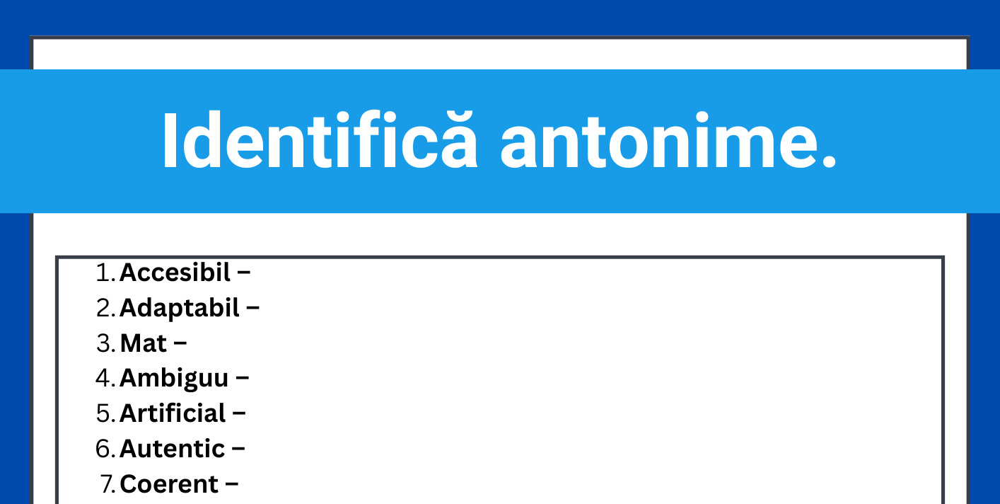 Fișă de lucru: Identifica sinonime + barem