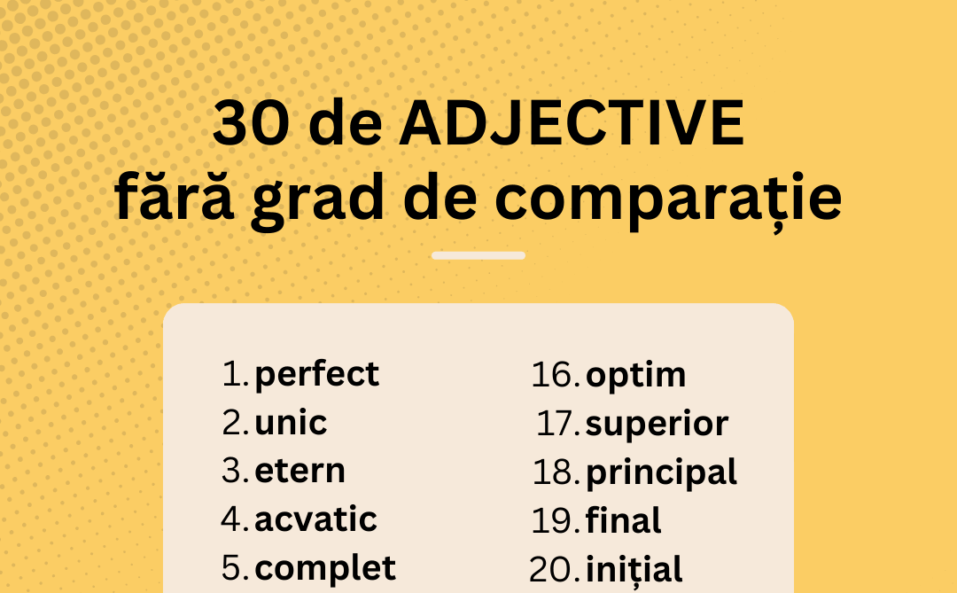 30 de ADJECTIVE fără grad de comparație (clasa a VI-a)