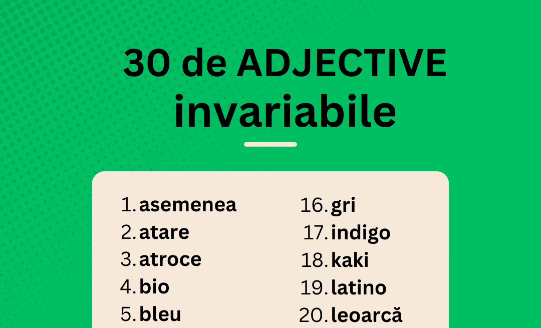 30 de ADJECTIVE invariabile (clasa a VI-a)