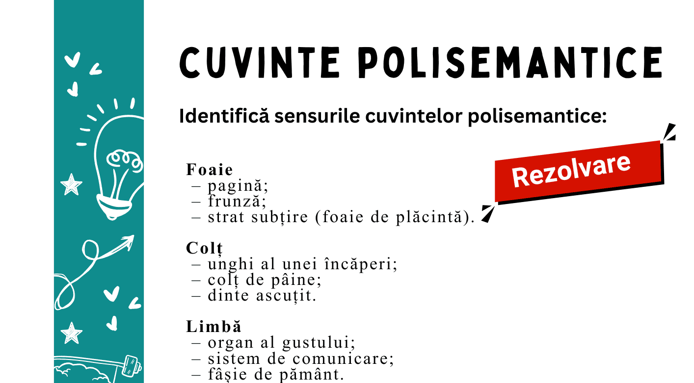 Fișă de lucru: cuvinte polisemantice + barem (clasa a VI-a)